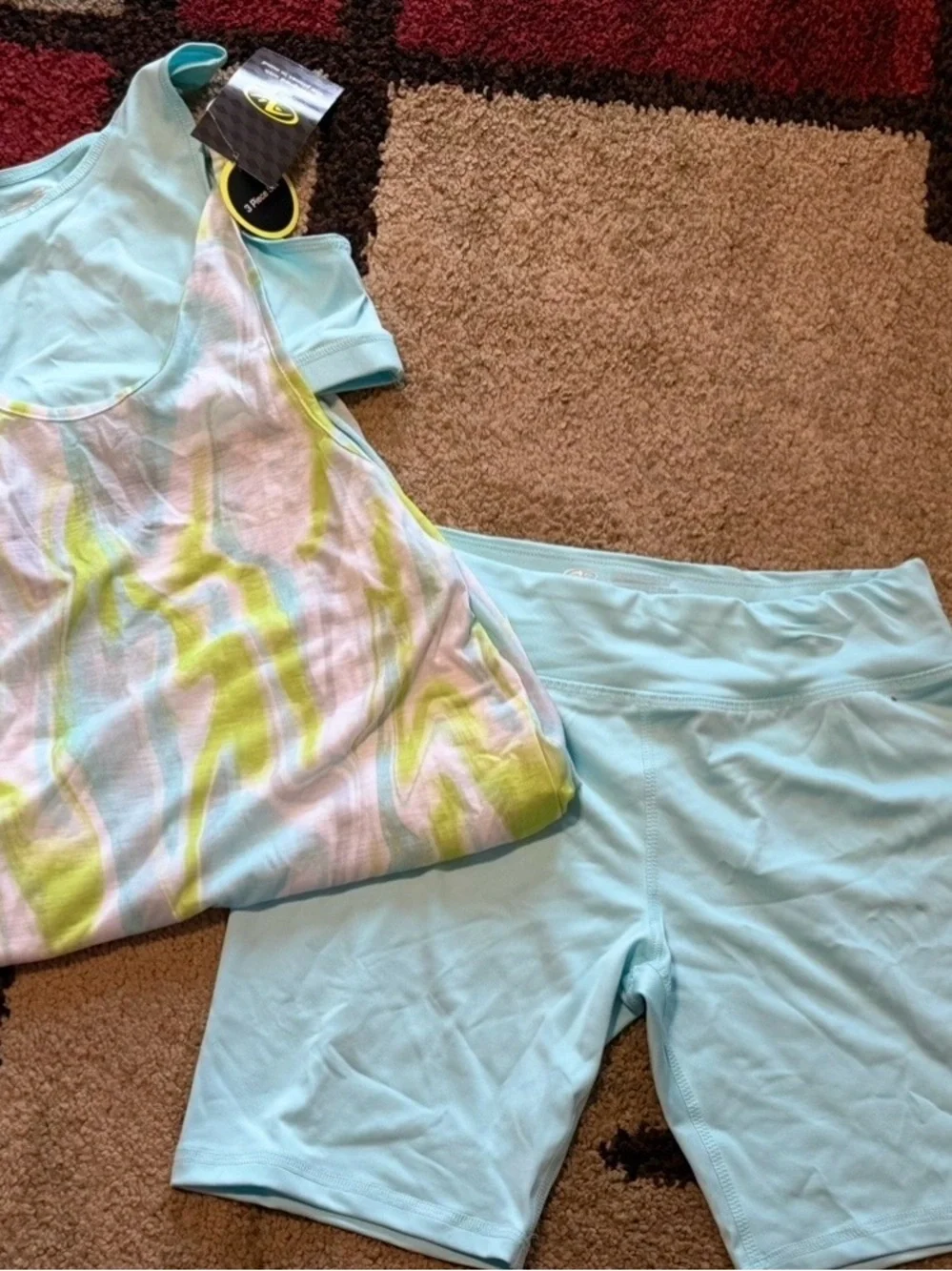Light Blue Women's Active Tank & Bike Short Set